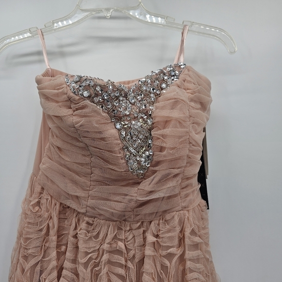 Trixxi Boho Blush rosette Croquette Blush pink maxi ball gown dress - Picture 6 of 7